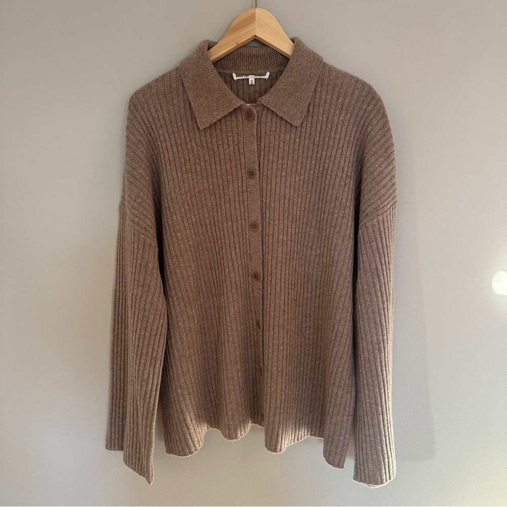 NEW Reformation Fantino Cashmere Collared Cardigan  in Oatmeal | size M - Picture 10 of 12